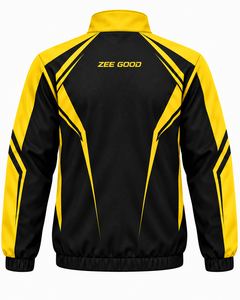 Custom <b>Windbreaker</b> Tracksuit Set Men's <b>Black</b> Yellow Sportswear Lightweight Stand Collar And Custom Logo - Product Image 4