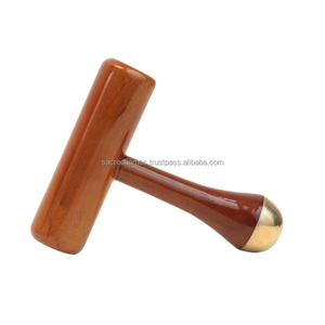 Masseur corporel ayurvédique en forme de T, baguette Kansa, manche en bois, bronze, outil d'acupression pour tissus profonds et points de déclenchement, vente en gros - Product Image 6