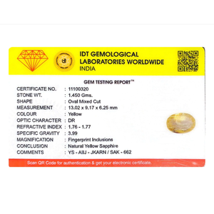 Loose 7.25 Carat Oval Cut Yellow Sapphire Gemstone for Fine Jewelry - Product Image 4