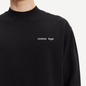 Sweat-shirt à col rond surdimensionné pour homme, couleur unie, logo personnalisé imprimé sur le devant, pull décontracté en tricot, mélange de coton, vêtements d'hiver - Product Image 4