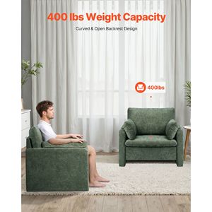 Verde moderno imbottito accento sedia spessa cuscino ad arco schienale singolo tessuto poltrona per soggiorno camera da letto studio ufficio - Product Image 2