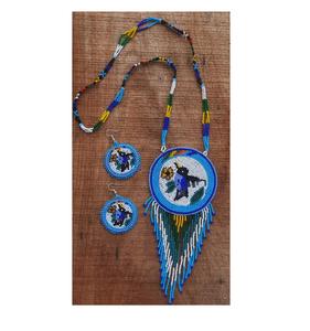 Ensemble de bijoux élégant pour mariée, collier et boucles d'oreilles, avec de riches détails perlés - Product Image 1