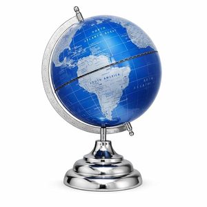 Globo Terráqueo Azul Premium con Base Metálica Giratoria, Globo de Escritorio Educativo con Mapa Geográfico, Decoración para el Hogar y la Oficina - Product Image 1