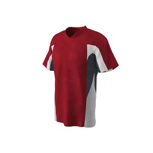 Ensemble de maillots de baseball personnalisés pour hommes, rouge et blanc, col en V, manches courtes, polyester respirant, uniforme toutes saisons - Product Image 2