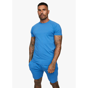Conjunto Deportivo de Verano para Hombre, 2 Piezas, Informal, Transpirable, de Alta Calidad, Tejido de Punto, 100% Algodón, Camiseta y Pantalones Cortos para Gimnasio - Product Image 3