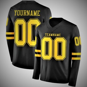 Camiseta de Fútbol Personalizada para Hombre, Cuello en V, Manga Larga, Nombre del Equipo, Número, Logotipo, 100% Poliéster, Ropa Deportiva de Verano de Secado Rápido - Product Image 1
