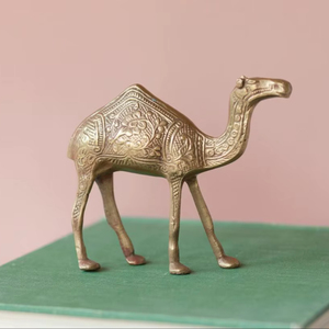Traditional Indian Brass Camel Decorative Centerpiece for Dining <b>Table</b> Mantel Shelf and Gift Collection - Product Image 1
