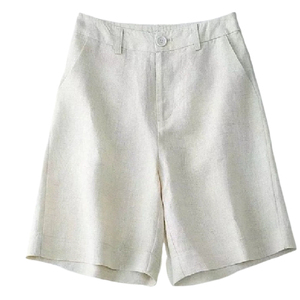 Shorts décontractés d'été pour hommes, taille mi-haute, coupe ample, 100% coton tissé, couleur unie, infroissable, fermeture boutonnée sur le devant, respirant, service OEM - Product Image 3