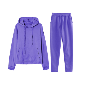 Conjunto de Sudadera con Capucha Premium para Mujer, 100% Algodón, Color Sólido, Tejido Ecológico, Transpirable, con Bolsillo Frontal, Estilo Casual para Invierno - Product Image 5