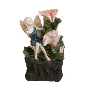 8.9x4.7x13.4 da tavolo per interni/esterni 3 livelli fontana di acqua a LED luce fata angelo ragazza rosa fiore disegno fontana decorativa - Product Image 1