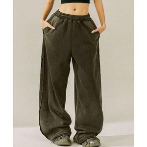 Pantalon Harem en Polaire pour Femme, Taille Basse, Coupe Ample, Longueur Intégrale, Couleur Unie, Doux, Taille Élastique, Décontracté, Printemps, Devant Plat - Product Image 1