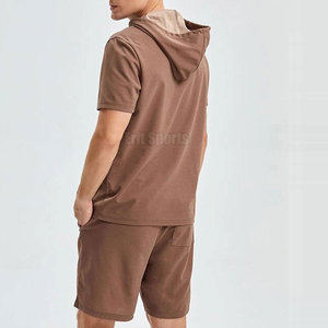 Ensemble sweat à capuche et short décontracté pour homme, hiver, haute qualité, uni, avec cordon de serrage, respirant, léger, personnalisable - Product Image 6