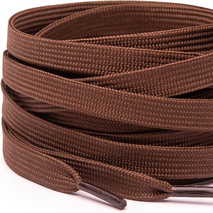 Flat <b>Brown</b> Textile Shoelaces for Sneakers Solid Color Unisex Athletic Replacement <b>Laces</b> - Product Image 1