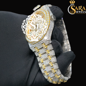 Reloj de Diamantes Moissanite con Baño de Oro de Alta Calidad para Eventos Sociales y Estilo Urbano, Disponible para la Venta - Product Image 3