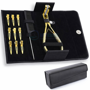 Kit de pinces professionnelles pour extensions de cheveux à bandes adhésives en acier inoxydable noir étanche avec clips et peigne pour coiffeurs – Vente en gros - Product Image 3