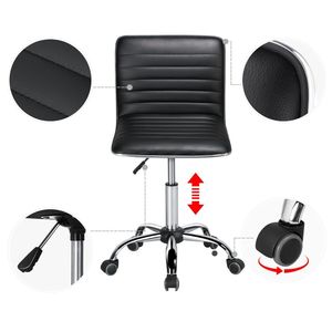 Chaise de bureau pivotante moderne sans accoudoirs en similicuir réglable noire - Product Image 2