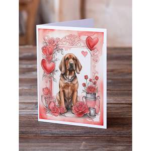 Bloodhound Valentine Roses A7 Tamaño 5x7 Tarjetas de notas en blanco Paquete de 8 tarjetas de felicitación caprichosas con sobres - Product Image 2