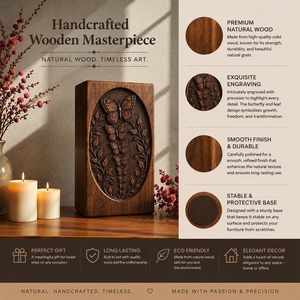 Urne funéraire artisanale en bois gravée papillon, écologique, en bois naturel, pour animaux de compagnie, souvenir commémoratif, rangement personnalisé pour cendres - Product Image 5