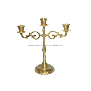 Porte-bougie en laiton de haute qualité avec finition dorée pour décor à la maison décor de bureau et pour noël - Product Image 3