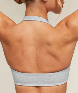 Bralette Halter sin Costuras para Mujer, Color Gris Claro, sin Varillas, Tejido Sólido de Spandex y Algodón, Deportivo, para Todas las Temporadas, Lavable a Máquina - Product Image 4