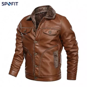 <b>Men's</b> PU Leather <b>Jacket</b> Coated Stand Collar Embroidery <b>Letter</b> Pattern Customizable Winter Front Anti-Bacterial - Product Image 4
