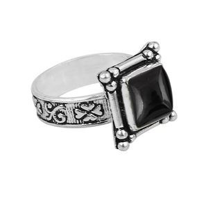 Bague Gourik Bohème Chic en Onyx Noir Sertie de Pierres Précieuses, en Argent Massif 925, Style Rétro Vieilli et Oxydé, Bague de Déclaration - Product Image 2