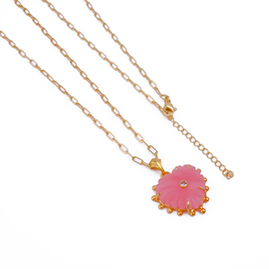 Collier vintage avec pendentif cœur en rhodochrosite sculptée, chaîne à maillons plaquée or, cadeau pour elle, bijoux ajustables - Product Image 4