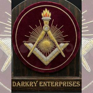 Insignia Masónica Personalizada Bordada con Hilo Metálico, Redonda, Dorada y Plateada, con Escuadra y Compás, Ojo que Todo lo Ve, Hecha a Mano, Parche para Blazer - Product Image 5