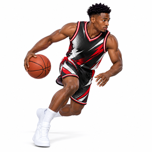 Ensemble short et maillot de basket personnalisé par sublimation pour hommes – Tenue athlétique sans manches à col en V avec taille élastique – Qualité supérieure - Product Image 5