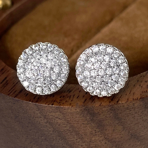 Boucles d'oreilles clous en argent 925 plaqué or, motif fleur hip-hop, avec halo de moissanite et diamants, plusieurs tailles, vente en gros, cadeau de luxe unisexe pour fête - Product Image 5