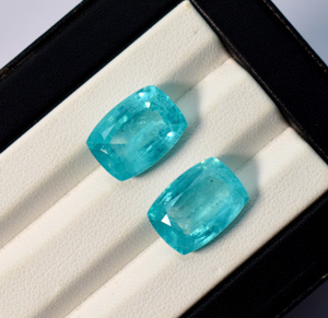 Tourmaline Paraïba avec inclusions, pierre brute, forme coussin, facettée, pierre précieuse cultivée en laboratoire - Product Image 1