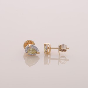 IGI Certified Lab Grown Yellow Pear Shape Diamond Halo Stud <b>Earrings</b> 9KT Yellow / White / Rose Gold Elegant <b>Earrings</b> - Product Image 3