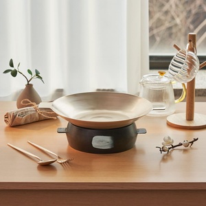 NOBBAN Premium Korean Bangjja Yugi Direct Fire Pot <b>Pan</b> Bulgogi <b>BBQ</b> Plate 12-inch Traditional Anseong Brassware Stovetop Safe Hea - Product Image 1