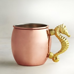 Taza de Cobre de Alta Calidad con Asa de Caballito de Mar Dorado Fundido, Taza Decorativa para Cerveza y Vino, Ideal para Picnic, Fiestas y Bares - Product Image 1