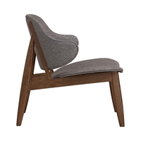 Fauteuil de salon ergonomique manuel de style mid-century moderne haut de gamme, siège rembourré, accoudoirs couleur noyer, pour salon et appartement