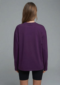 T-shirt à manches longues personnalisé OEM 100 % coton, coupe oversize décontractée, pull respirant pour femme, idéal pour le jogging - Product Image 2