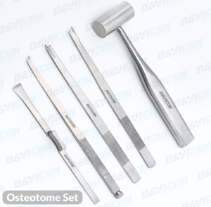 Kit d'osteotomes manuels de qualité médicale, ciseaux à os droits et courbés pour la chirurgie plastique et la chirurgie reconstructive |   Rhinoplastie - Product Image 2