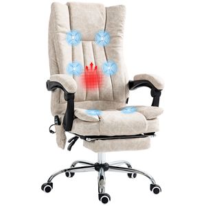 Sedia da Ufficio con Schienale Alto in Crema, Poggiapiedi Regolabile a 6 Punti, Funzioni di Riscaldamento e Massaggio - Product Image 2