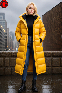 Manteau long matelassé jaune pour femme, imperméable, d'hiver - Product Image 3