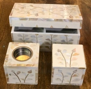 Ensemble de brûleurs Bakhoor de luxe élégants faits à la main feuille de nacre bleue bois de santal arabe support de Oud diffuseur aromatique de vadrouille à l'anis étoilé - Product Image 4