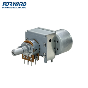 โพเทนชิโอมิเตอร์แบบหมุนปรับค่าได้ Forward Electronic Components รุ่น RD163  แบบมอเตอร์ฟิล์มคาร์บอน  ตัวเรือนโลหะ ขนาด 16 มม. ความคลาดเคลื่อน 20%  แบบมีลายกันลื่น สำหรับงานเสียง - Product Image 1