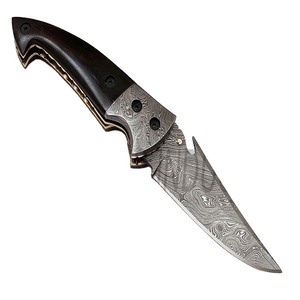 Cuchillo de Damasco personalizado hecho a mano, mango de hueso de CAMEL de colores, cerradura de revestimiento, plegable, lluvia (smk1237) - Product Image 1