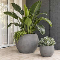 Lot de 4 Pots Sphériques Décoratifs Gris Cendre Mat en Fibre de Verre pour Location d'Événements, Présentoir Floral Léger pour Mariages