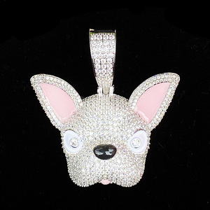 Pendentif chien en moissanite et diamant, en argent 925, entièrement serti, breloque collier chiot, bijou de luxe léger, cadeau tendance et audacieux - Product Image 4