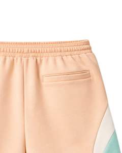 Men Peach Color Block Jersey Shorts Casual Summer Cotton Polyester Drawstring <b>Elastic</b> Waist Gym Sports Shorts Wear OEM Supplier - Product Image 6