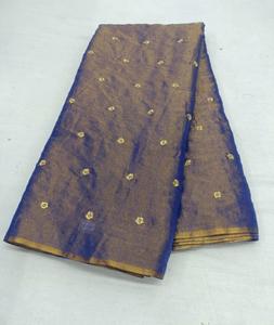 Tissu en soie pure avec broderie florale artisanale délicate et travail Butti pour tissu de créateur, robe festive Lehenga - Product Image 3