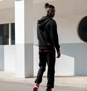Ensemble de survêtement pour hommes en gros, colorblock, avec sweat à capuche zippé et pantalon de jogging, personnalisable avec logo, pour la gym, le sport, les activités et les loisirs - Product Image 4