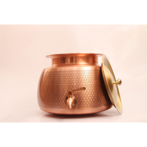 Handcrafted Pure <b>Copper</b> Water Dispenser with Leakproof Brass Tap and Metal Stand Traditional Hammered Storage Pot - Product Image 5