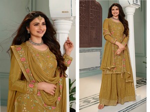 Nuevo Traje Salwar Kameez de Manga Larga con Semibordado para Otoño/Invierno, Estilo Indio-Pakistaní, Tela de Secado Rápido, Traje Casual Holgado de Dos Piezas - Product Image 2