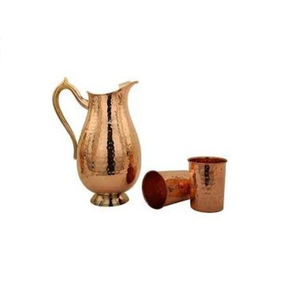 Copper Pitcher Set with Two Tumblers Vintage Metal <b>Drinking</b> Vessel for Party Use Durable Design Pure Copper <b>Jug</b> Pitcher On Sale - Product Image 1